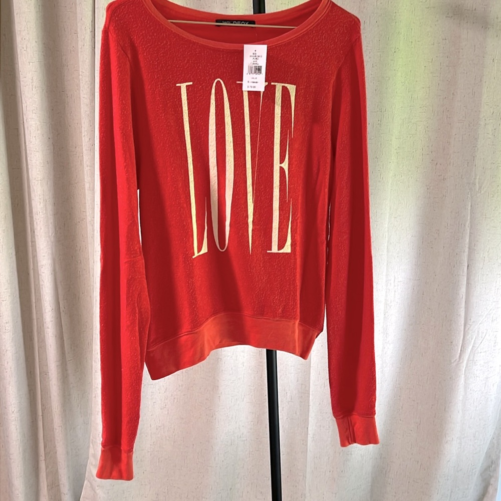 Wild fox “Love” stretch fleece sweatshirt